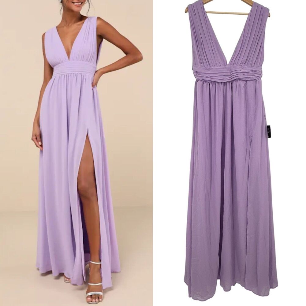 Lulus Heavenly Hues Lavender Maxi Dress L Purple Wedding Bridesmaid Prom